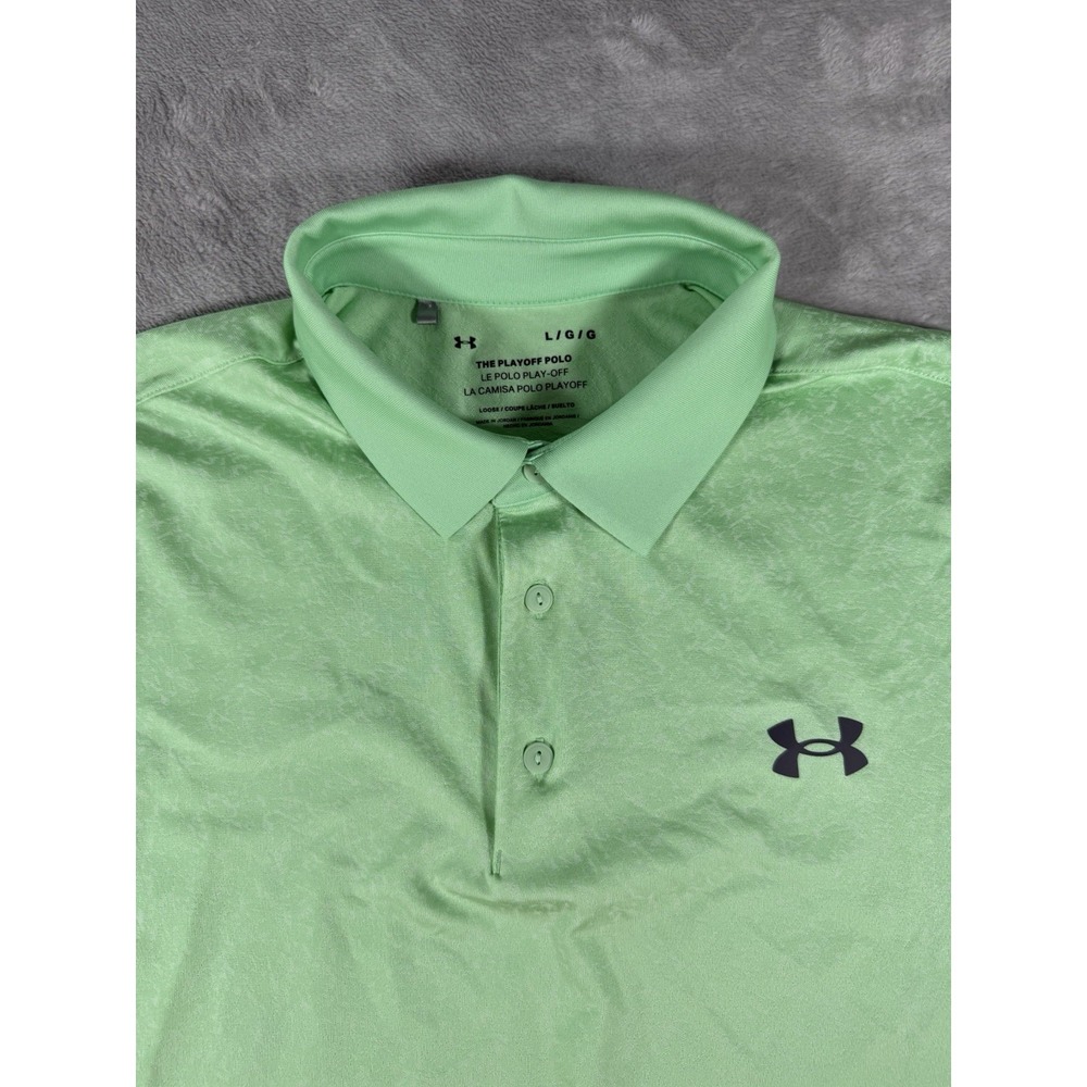Under Armour Shirt Men's Large Green Playoff 3.0 Jacquard Performance Golf Polo